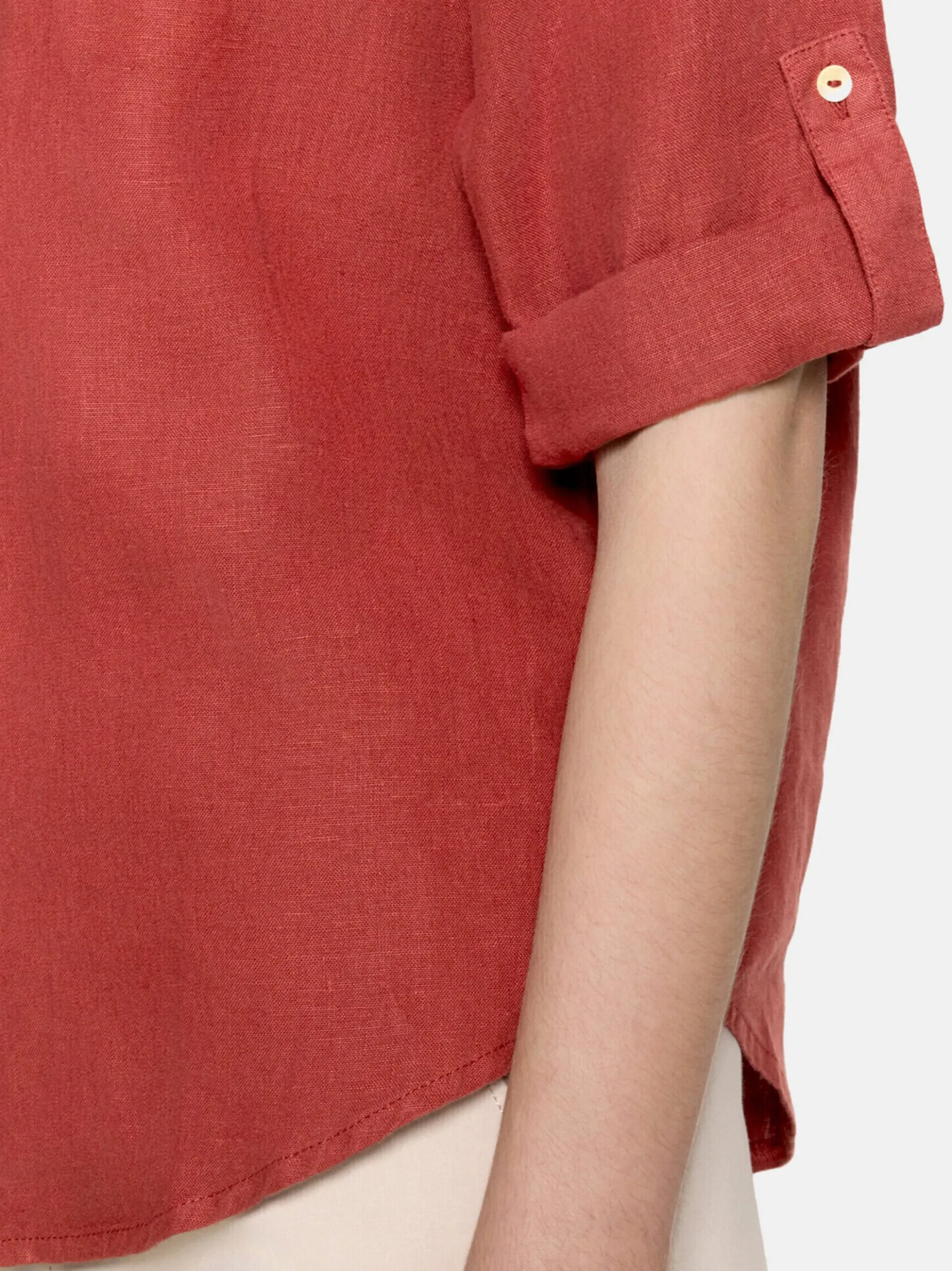 Cartoon Damen Leinenbluse in terra