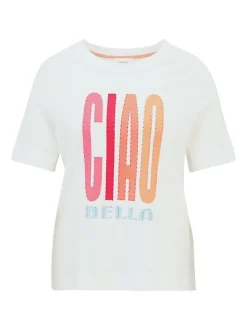 Cartoon Damen Printshirt in weiß mehrfarbig