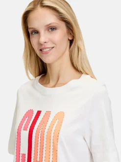 Cartoon Damen Printshirt in weiß mehrfarbig