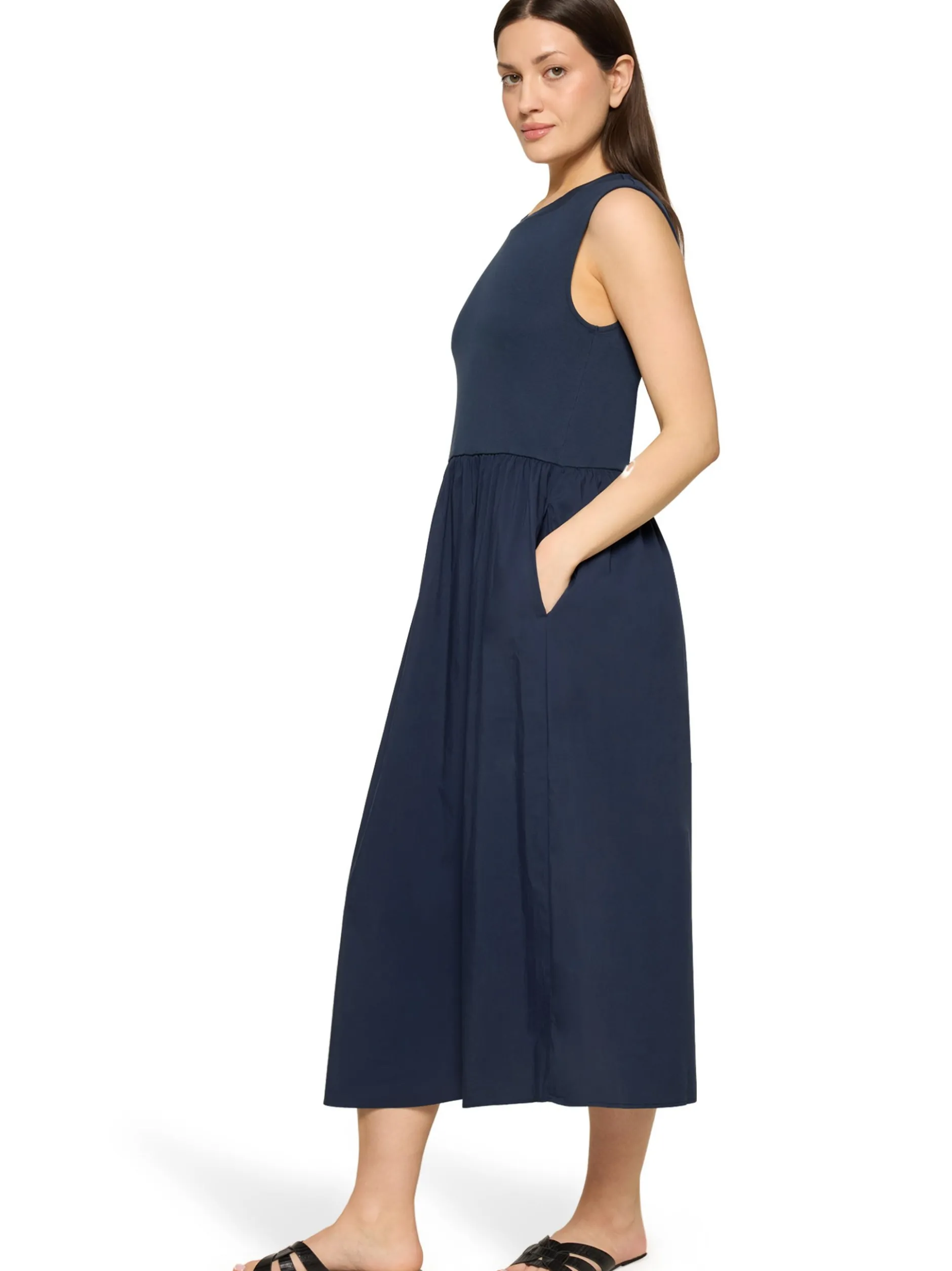 Cartoon Damen Sommerkleid in blau - Ausschnitt: Rundhals
