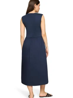 Cartoon Damen Sommerkleid in blau - Ausschnitt: Rundhals