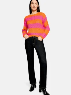 Cartoon Damen Strickpullover in orange mehrfarbig