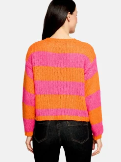 Cartoon Damen Strickpullover in orange mehrfarbig