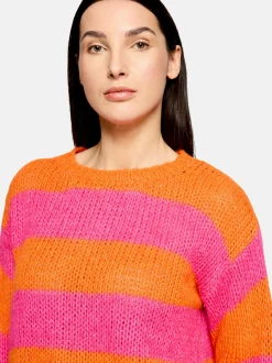 Cartoon Damen Strickpullover in orange mehrfarbig