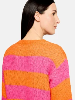 Cartoon Damen Strickpullover in orange mehrfarbig