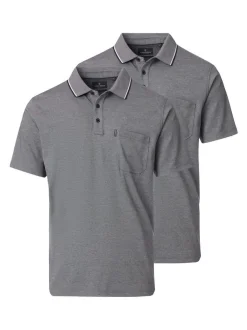 CASAMODA Herren Poloshirts im 2er-Pack in grau