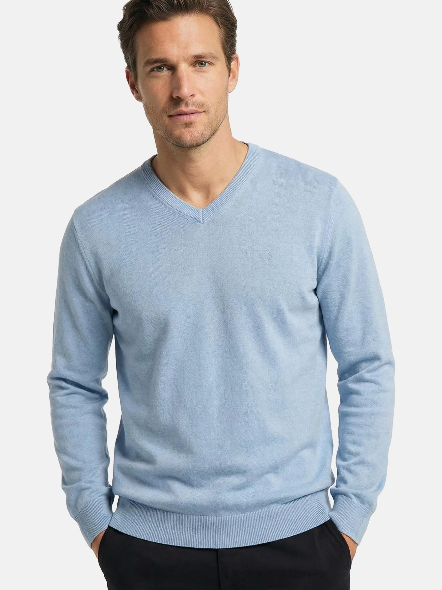 CASAMODA Herren Pullover - Basic in hellblau