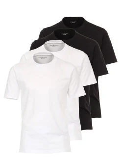 CASAMODA Herren T-Shirt - 4er Pack Basic in mehrfarbig