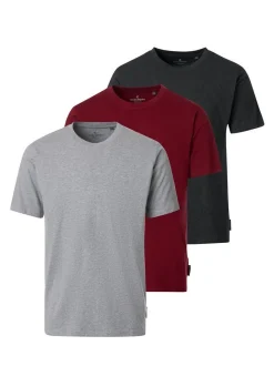 CASAMODA Herren T-Shirt - 3er Pack Basic in rot