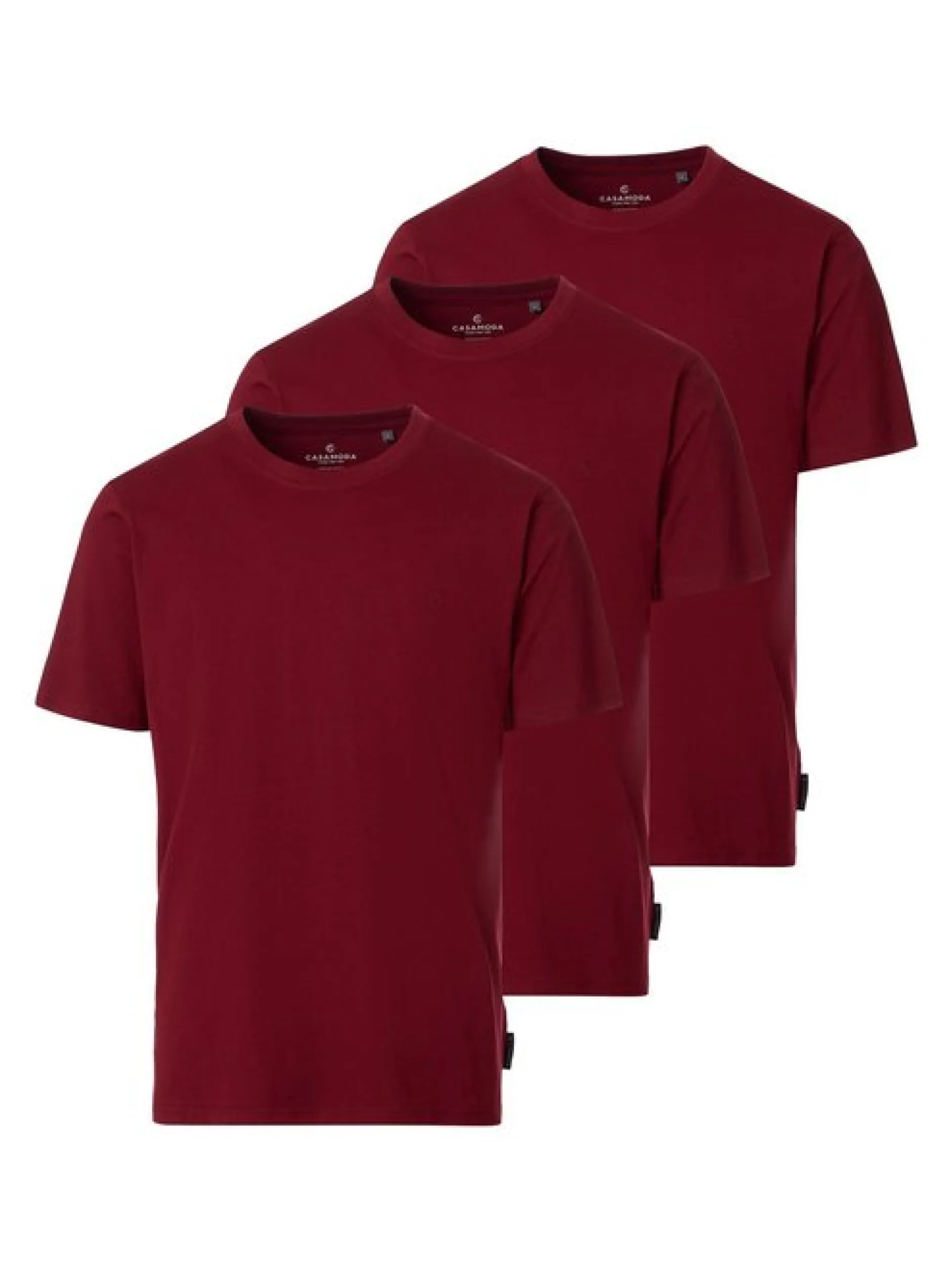 CASAMODA Herren T-Shirt - 3er Pack Basic in rot