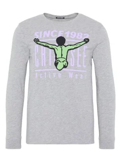 Chiemsee Longsleeve in grau - Ausschnitt: Rundhals