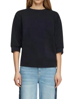comma Damen Blusenshirt in schwarz - Ärmel: 3/4 Arm