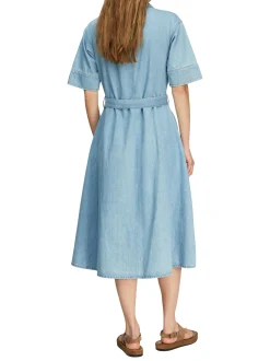 comma Damen Jeanskleid in light stone - Länge: midi