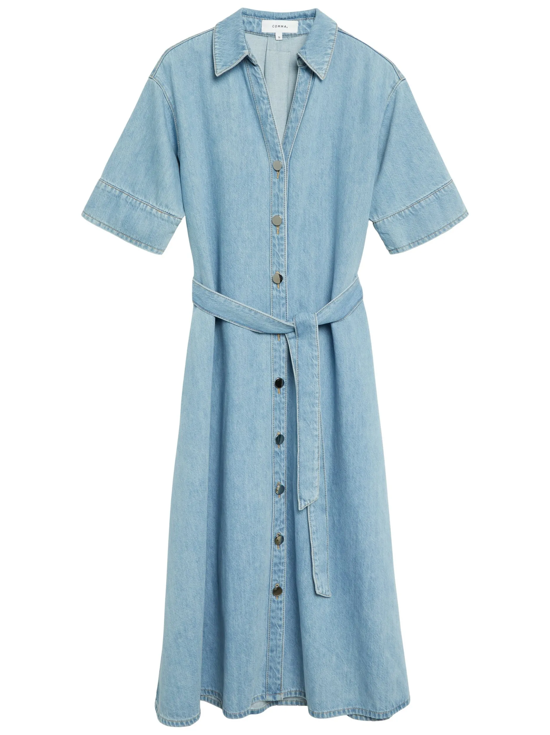 comma Damen Jeanskleid in light stone - Länge: midi