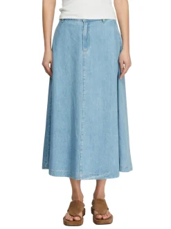 comma Damen Jeansrock in blau - Länge: lang