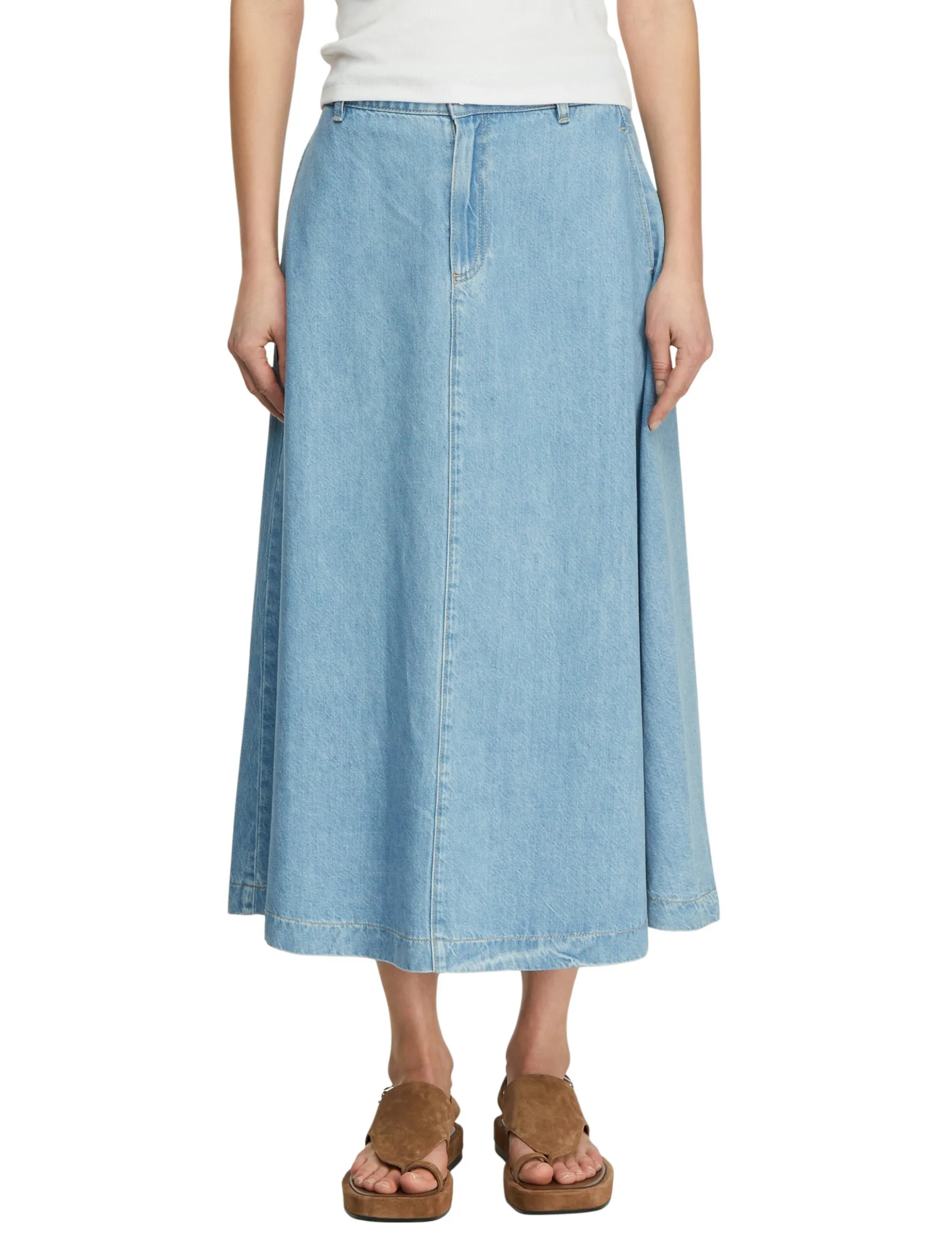 comma Damen Jeansrock in blau - Länge: lang