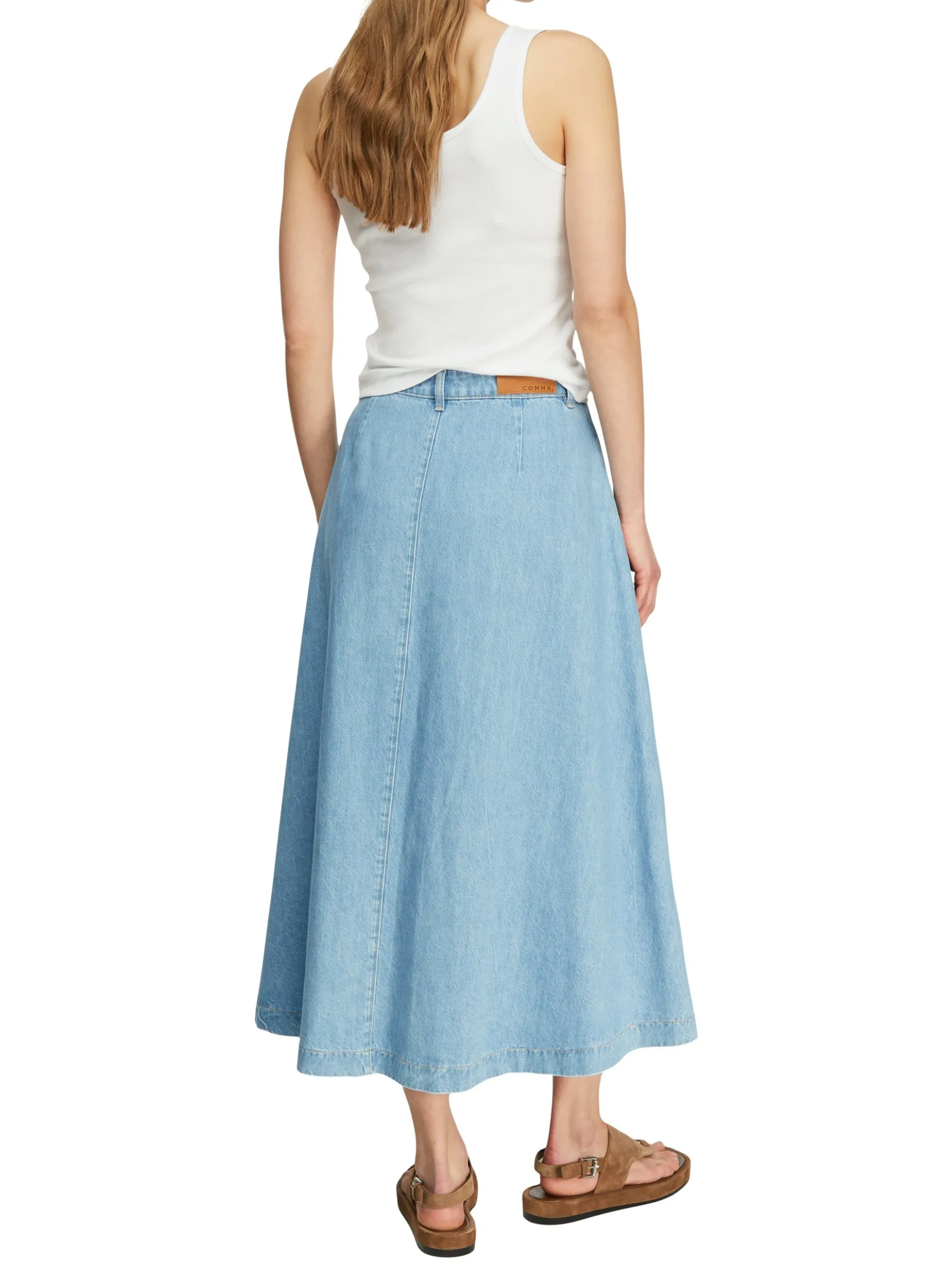 comma Damen Jeansrock in blau - Länge: lang