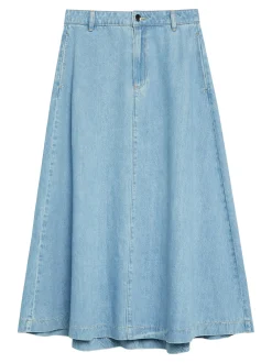 comma Damen Jeansrock in blau - Länge: lang