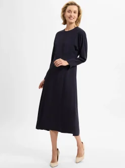 comma Damen Kleid in marine - Ausschnitt: Rundhals