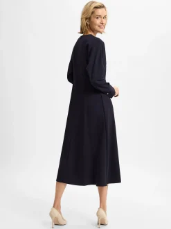 comma Damen Kleid in marine - Ausschnitt: Rundhals