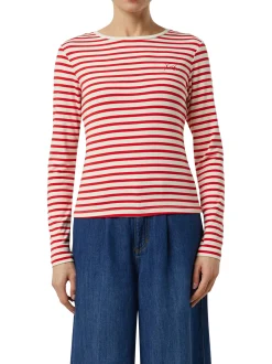 comma Damen Langarmshirt in rot beige - Ärmel: langarm
