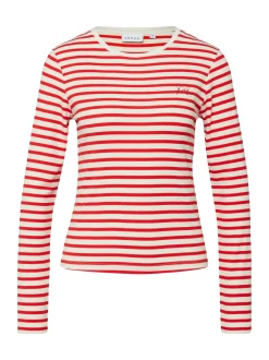 comma Damen Langarmshirt in rot beige - Ärmel: langarm