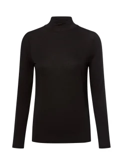comma Damen Langarmshirt mit Woll-Anteil in schwarz