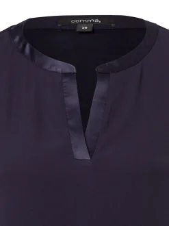 comma Damen Shirt in marine - Ausschnitt: V-Ausschnitt