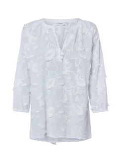 comma Damen Spitzenbluse in weiß - Ärmel: 3/4 Arm