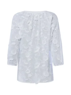 comma Damen Spitzenbluse in weiß - Ärmel: 3/4 Arm