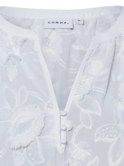 comma Damen Spitzenbluse in weiß - Ärmel: 3/4 Arm
