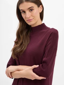 comma Damen Strickkleid in bordeaux - Ärmel: 3/4 Arm