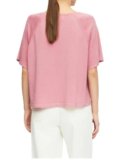 comma Damen Strickshirt in rosa silber - Ärmel: kurzarm