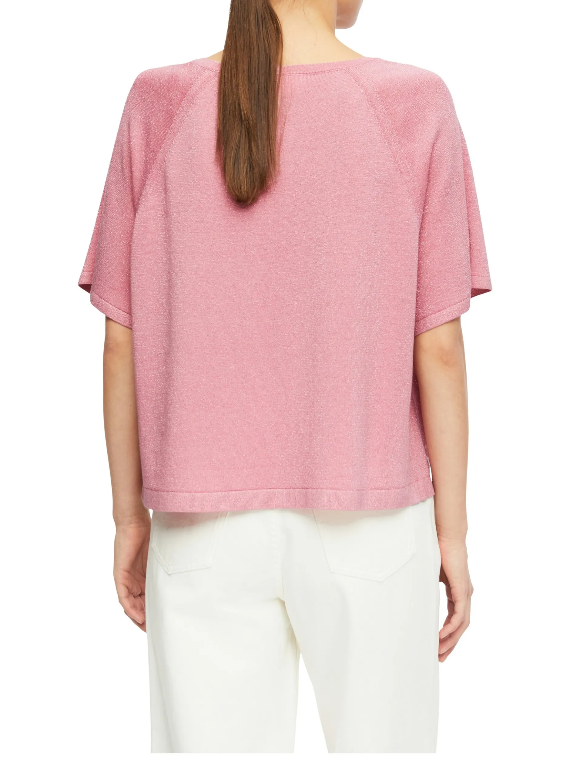 comma Damen Strickshirt in rosa silber - Ärmel: kurzarm