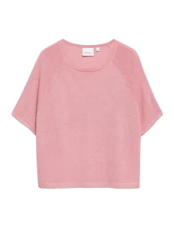 comma Damen Strickshirt in rosa silber - Ärmel: kurzarm