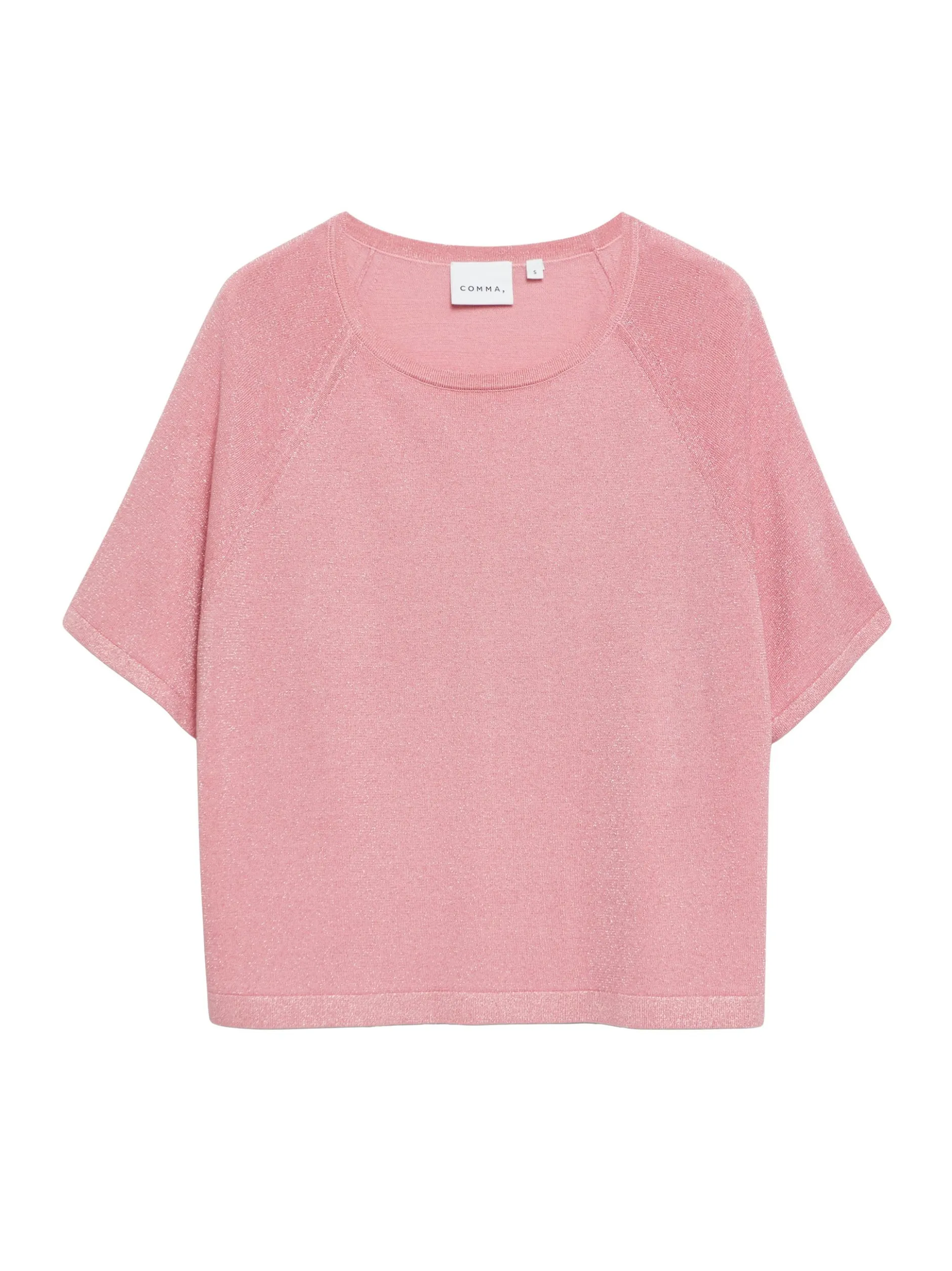 comma Damen Strickshirt in rosa silber - Ärmel: kurzarm