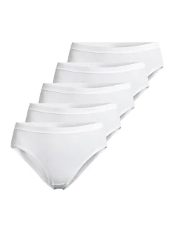 con-ta Damen Midi Slip - 5er Pack Feinripp in weiß
