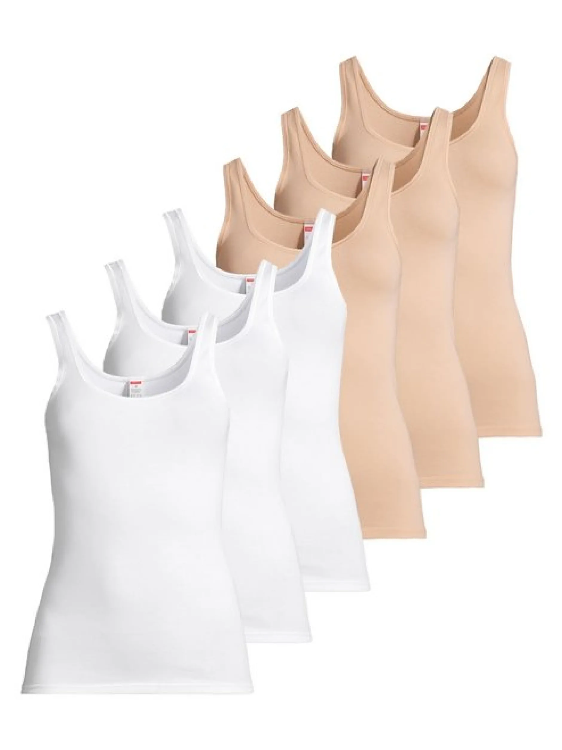 con-ta Damen Unterhemd - 6er Pack Feinripp in beige