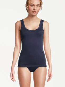 con-ta Damen Unterhemd - 3er Pack Feinripp in blau