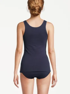 con-ta Damen Unterhemd - 3er Pack Feinripp in blau