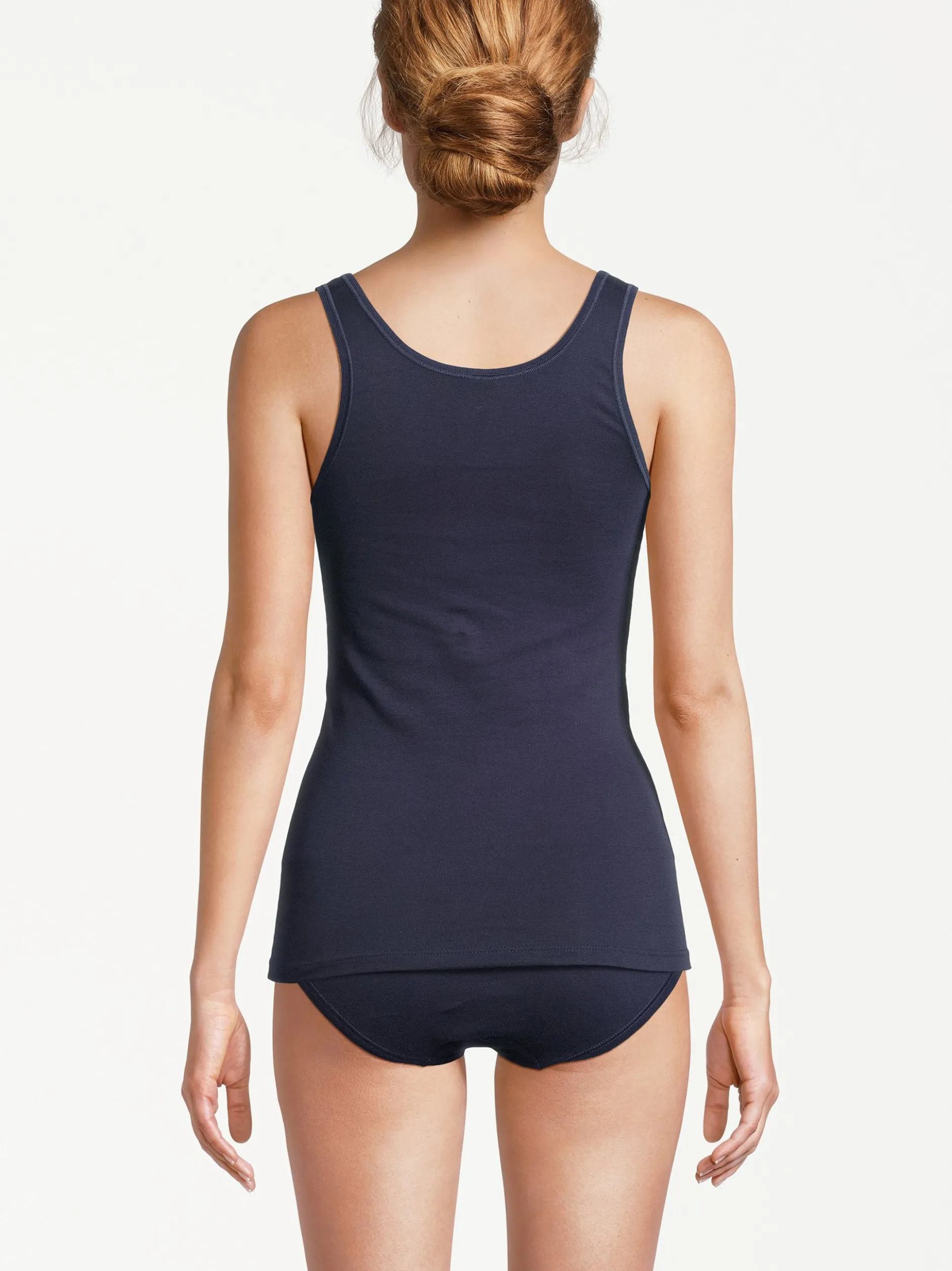 con-ta Damen Unterhemd - 3er Pack Feinripp in blau