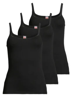 con-ta Damen Unterhemd - 3er Pack Feinripp in schwarz