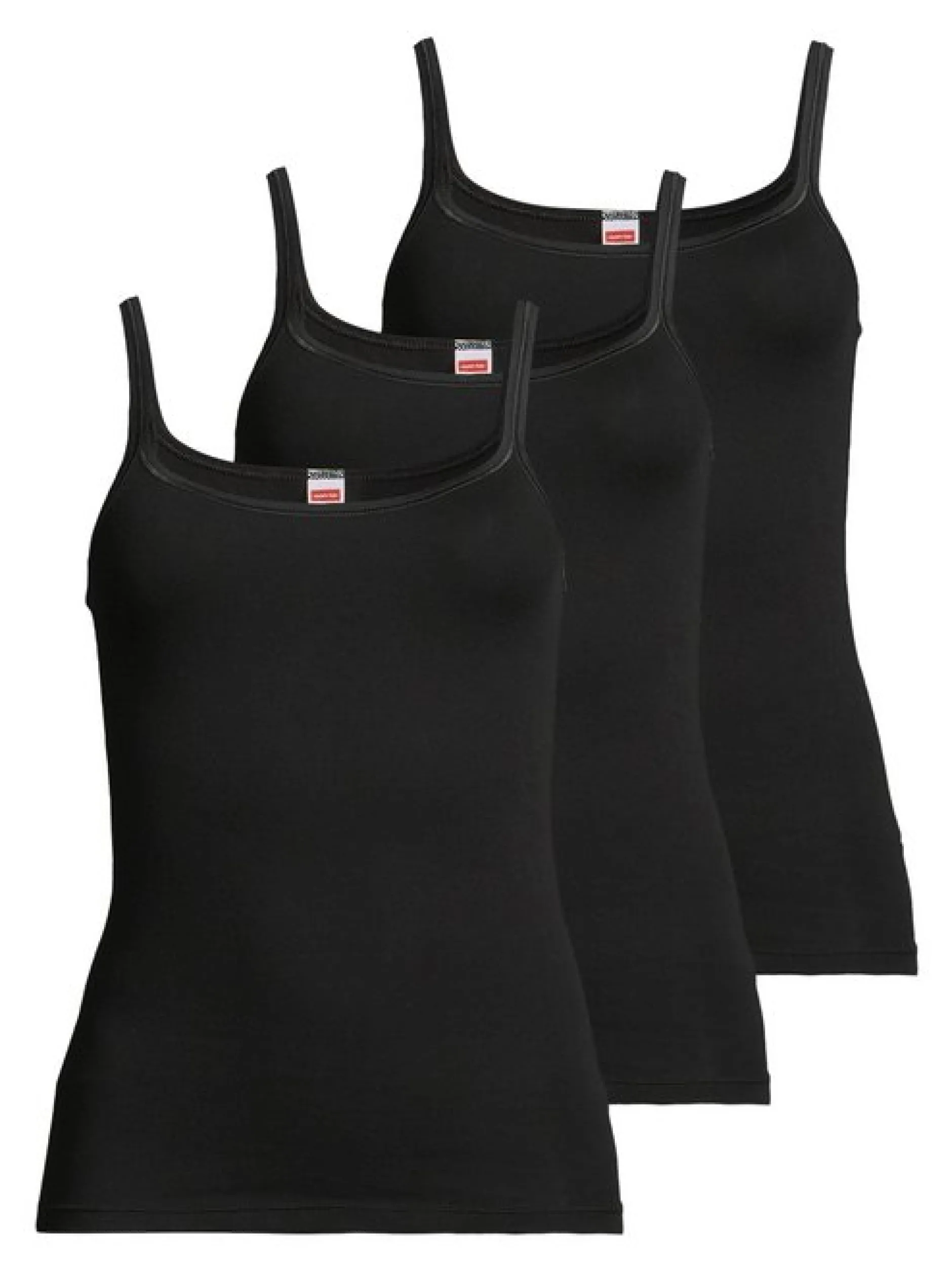 con-ta Damen Unterhemd - 3er Pack Feinripp in schwarz