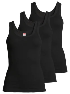 con-ta Damen Unterhemd - 3er Pack Feinripp in schwarz