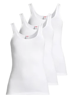 con-ta Damen Unterhemd - 3er Pack Feinripp in weiß