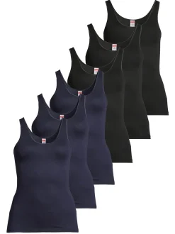 con-ta Damen Unterhemd - 6er Pack Modal in blau