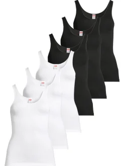 con-ta Damen Unterhemd - 6er Pack Modal in schwarz