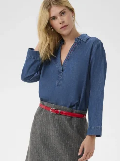 Culture Damen Jeansbluse CUmaxy in medium stone denim