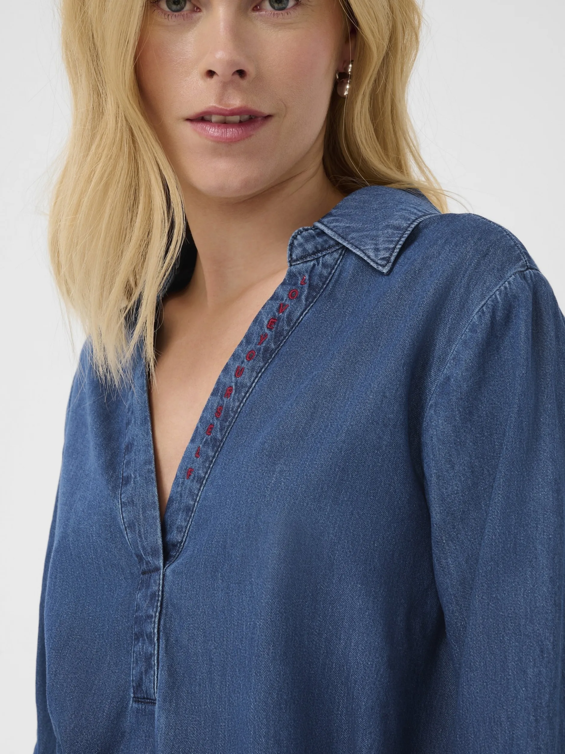 Culture Damen Jeansbluse CUmaxy in medium stone denim