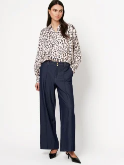 DESOTO Damen Bluse - Lena in blau - Ärmel: langarm